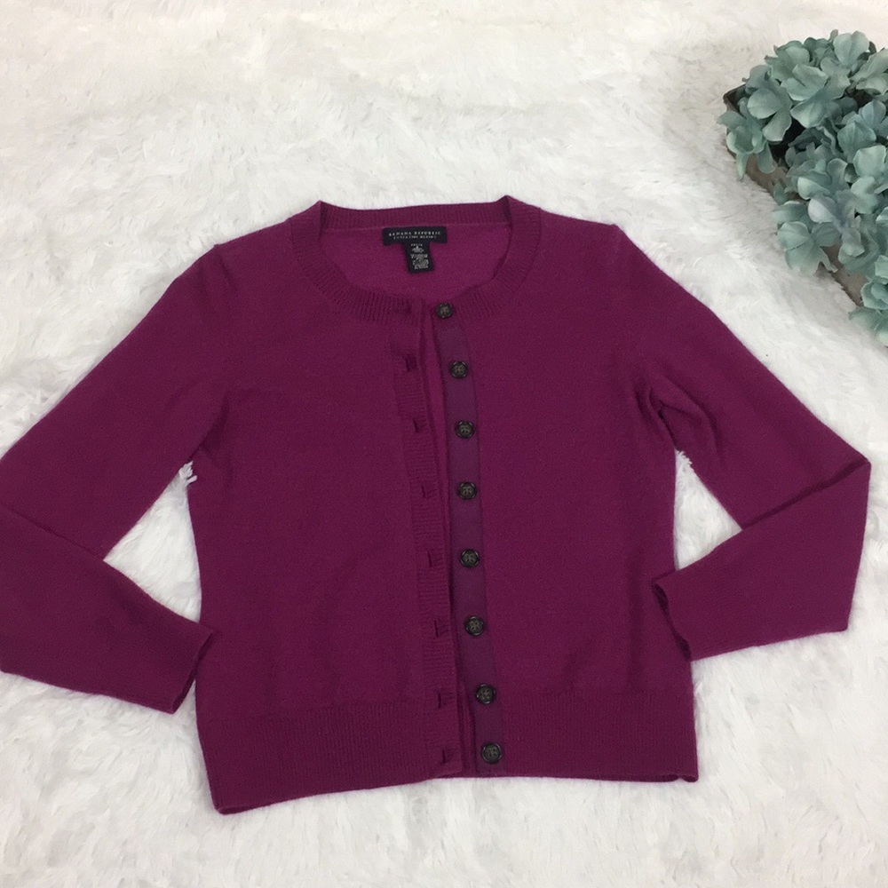 Banana Republic Merino Wool Purple Cardigan
